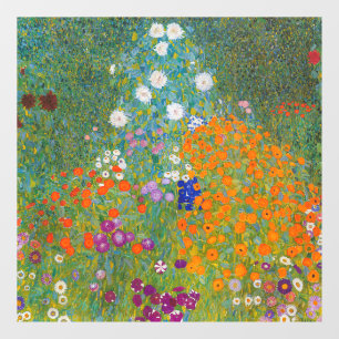 Gustav Klimt - Bloemtuin Raamsticker