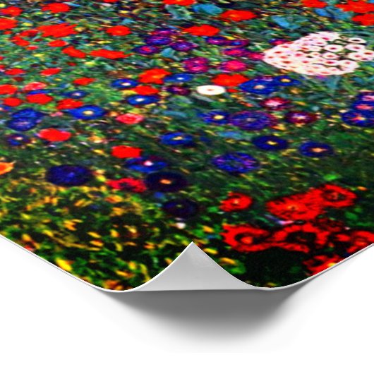 Gustav Klimt Boerderij Garden met zonnebloemen Poster (Hoek)