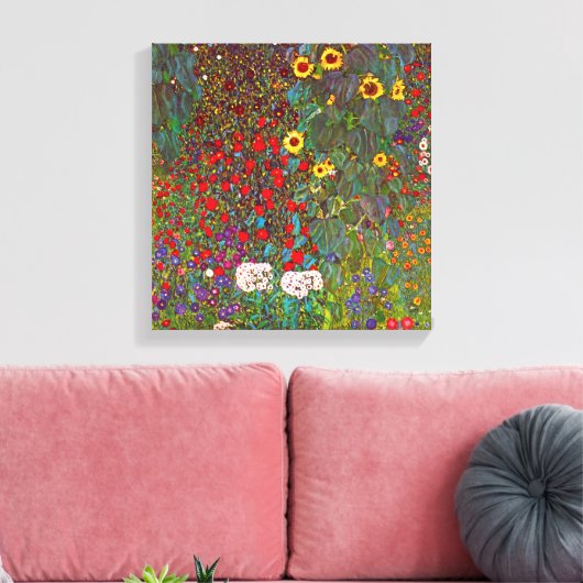 Gustav Klimt Boerderij Garden met zonnebloempanvas Canvas Afdruk (Insitu (Woonkamer))