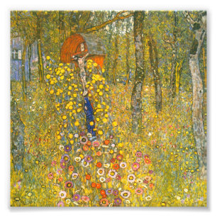 Gustav Klimt Boerderij Tuin met Crucifix Foto Afdruk