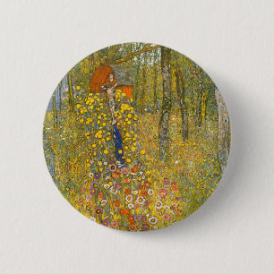 Gustav Klimt Boerderij Tuin met Crucifix Ronde Button 5,7 Cm