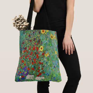 Gustav Klimt Boerderij tuin met zonnebloemen Draagtas