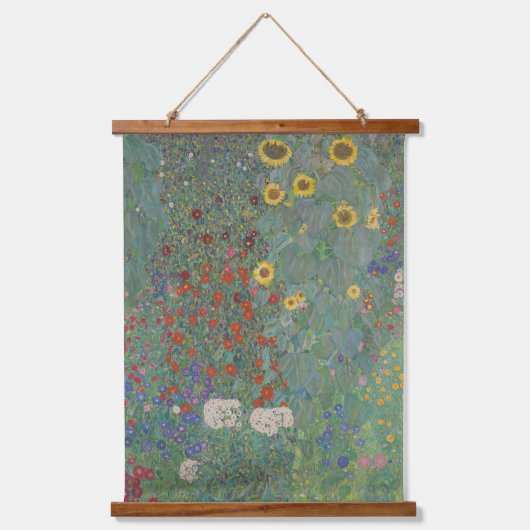 Gustav Klimt - Boerderij Tuin met Zonnebloemen Fin Hangend Wandkleed (Voorkant)