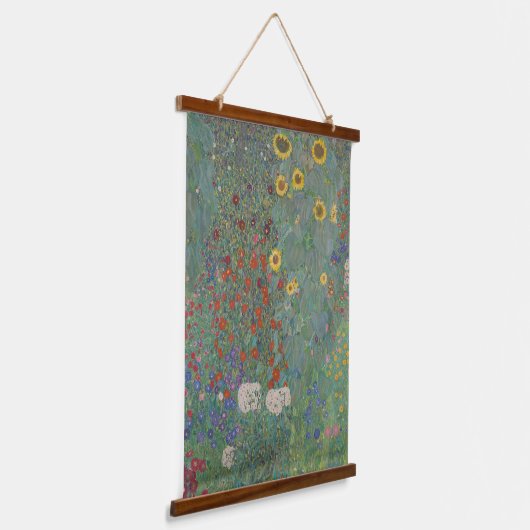 Gustav Klimt - Boerderij Tuin met Zonnebloemen Fin Hangend Wandkleed (Gebogen)