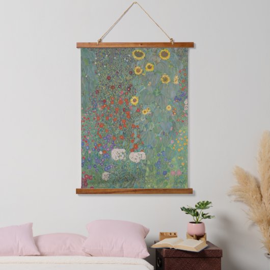Gustav Klimt - Boerderij Tuin met Zonnebloemen Fin Hangend Wandkleed (Slaapkamer)