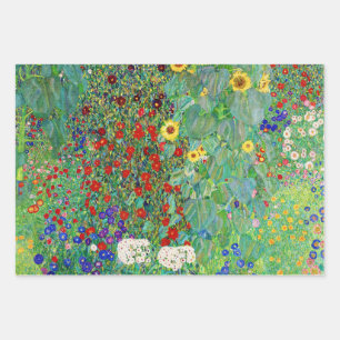 Gustav Klimt Boerderij tuin met zonnebloemen Inpakpapier Vel