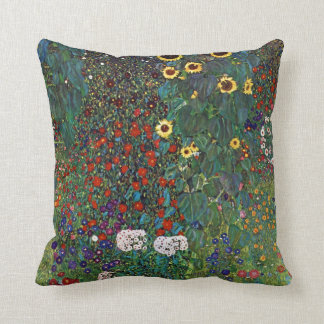 Gustav Klimt Boerderij tuin met zonnebloemen Kussen
