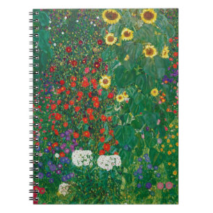Gustav Klimt - Boerderij tuin met zonnebloemen Notitieboek