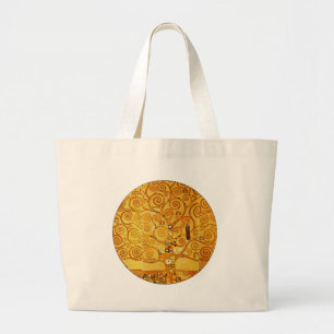 Gustav Klimt Boom des Levens: Art Nouveau Symbolis Grote Tote Bag