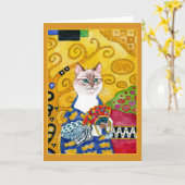 Gustav Klimt carte de voeux chat mignon (Fleur jaune)