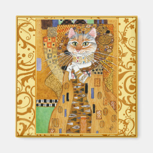 Gustav Klimt Cat in Gold spoof magnet Magneet
