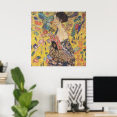 Gustav Klimt - dame met ventilator Poster (Thuiskantoor)