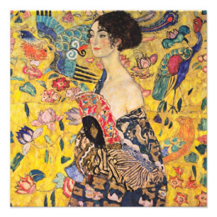 Gustav Klimt - Dame met waaier Foto Afdruk