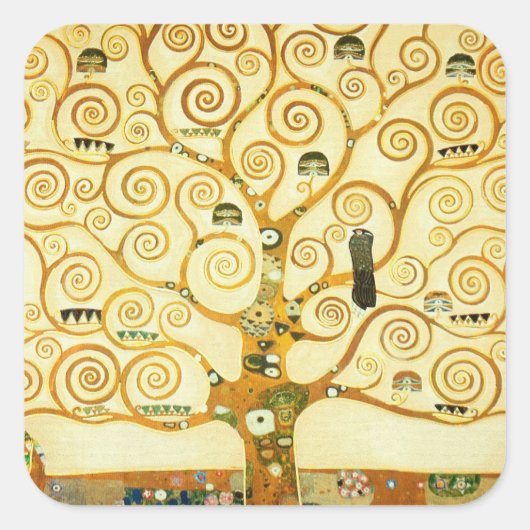 Gustav Klimt de boom van de  kunst van het leven Vierkante Sticker (Voorkant)