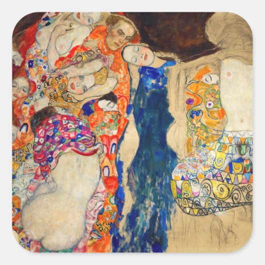 Gustav Klimt - De Bruid (onvoltooid) Vierkante Sticker (Voorkant)