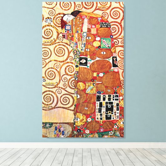 Gustav Klimt - De Embrace - Fine Art Painting Canvas Afdruk (Insitu (Houten vloer))