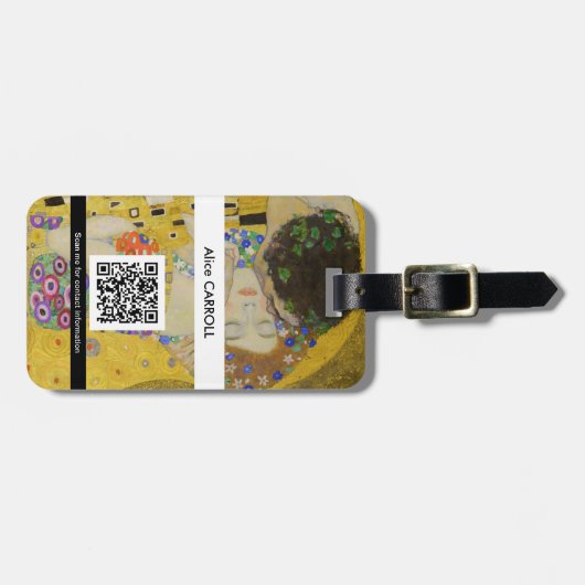 Gustav Klimt - De Kiss - QR-code Bagagelabel (Voorkant horizontaal)