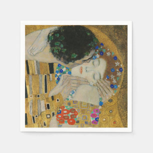 Gustav Klimt-De Kus (detail)   Gold Leaf Artwork Servet