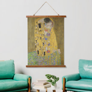 Gustav Klimt-De Kus Gold Leaf Artwork Hangend Wandkleed