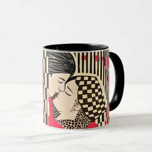 Gustav Klimt De Kus x Bauhaus optische illusie Mok