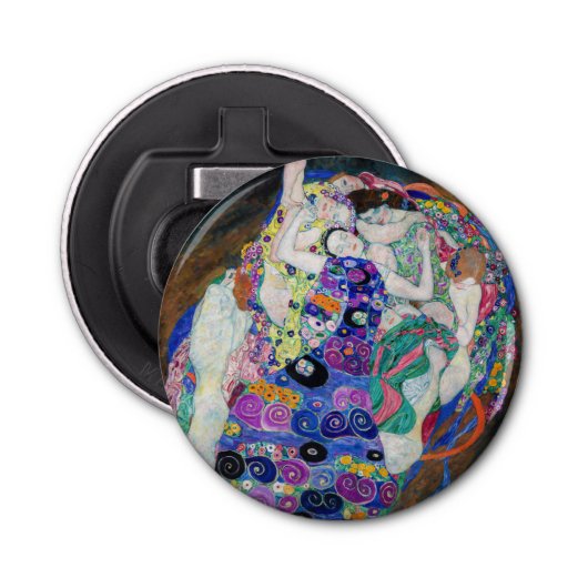 Gustav Klimt - De Maagd Button Flesopener (Voorkant)