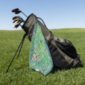 Gustav Klimt - De zonnebloem Golfhanddoek (Groen)