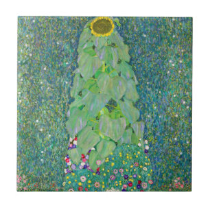 Gustav Klimt - De zonnebloem Tegeltje