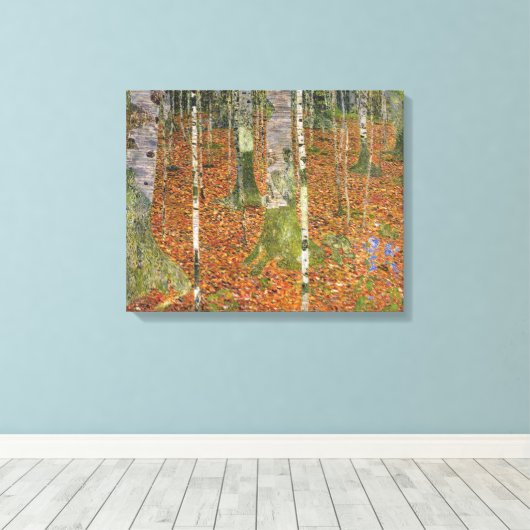 Gustav Klimt - Farmhouse met vogelbomen Canvas Afdruk (Insitu (Houten vloer))