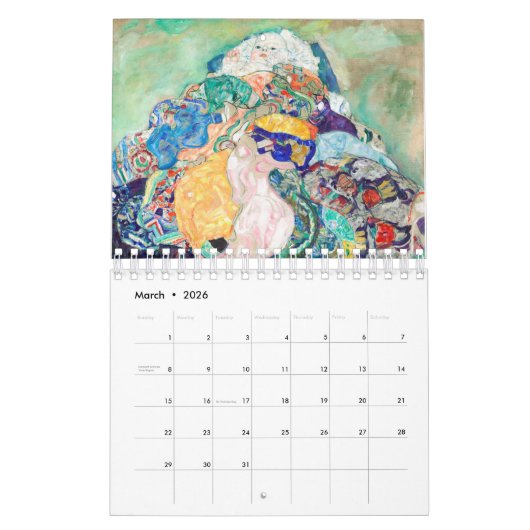 GUSTAV KLIMT FINE ART CALENDRIER (Mar 2026)