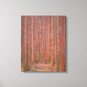 Gustav Klimt Fir Forest Tannenwald Red Trees Canvas Afdruk