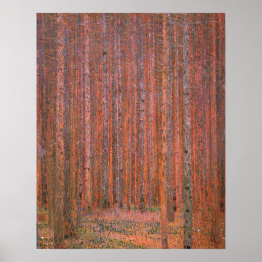 Gustav Klimt Fir Forest Tannenwald Red Trees Poster (Voorkant)