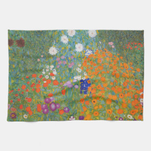 Gustav Klimt Flower Garden Cottage Natuur Theedoek