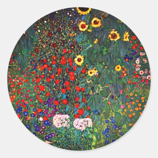 Gustav Klimt Flower Garden Ronde Sticker (Voorkant)