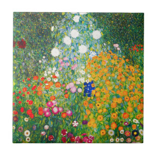 Gustav Klimt Flower Garden Tile Tegeltje