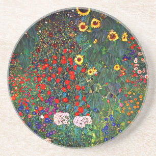 Gustav Klimt Flower Garden Zandsteen Onderzetter