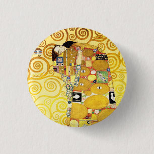 Gustav Klimt Fulfillment Lovers Fine Art Ronde Button 3,2 Cm
