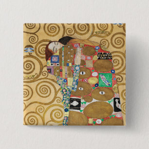 Gustav Klimt - Fulfillment, Stoclet Frieze Vierkante Button 5,1 Cm