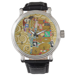Gustav Klimt Fulfilment Nouveau Paar Horloge