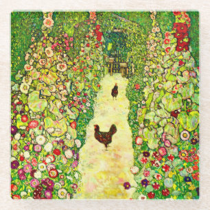 Gustav Klimt Garden met kippen Glazen Onderzetter