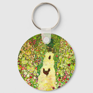 Gustav Klimt Garden met kippen Sleutelhanger