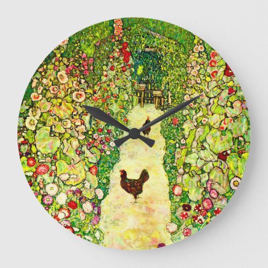 Gustav Klimt Garden with Chickens Grote Klok (Voorkant)