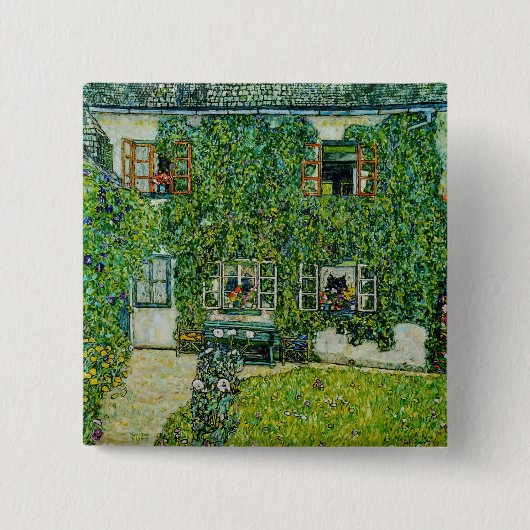 Gustav Klimt - Het Huis van Guardaboschi Vierkante Button 5,1 Cm (Voorkant)