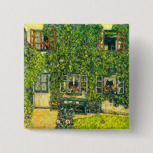 Gustav Klimt Het Huis van Guardaboschi Vierkante Button 5,1 Cm