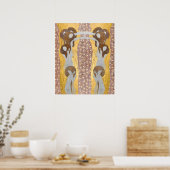 Gustav Klimt - Het kunstdetail van Beethoven Friez Poster (Keuken)