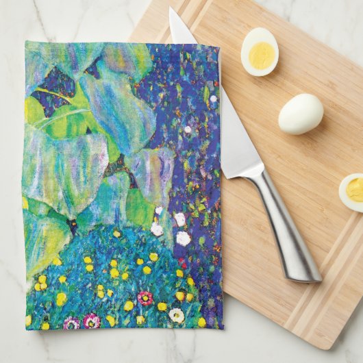 Gustav Klimt - Het zonnebloempiteren Theedoek (Quarter Fold)