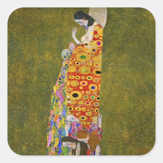 Gustav Klimt - Hoop II Vierkante Sticker (Voorkant)