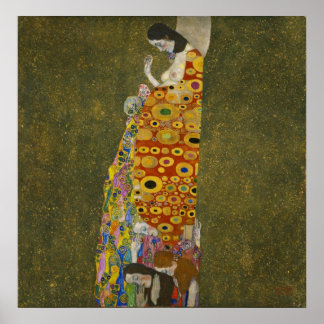 Gustav Klimt Hope 2 Oil, Gold & Platinum op Canvas Poster