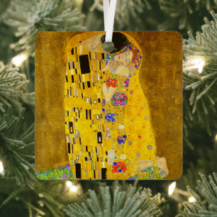Gustav Klimt is het beroemde schilderij The Kiss. Metalen Ornament