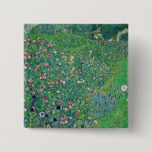 Gustav Klimt - Italiaans tuinlandschap Vierkante Button 5,1 Cm (Voorkant)
