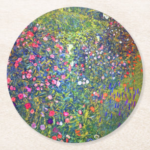 Gustav Klimt Italiaanse Tuin Ronde Kartonnen Onderzetter